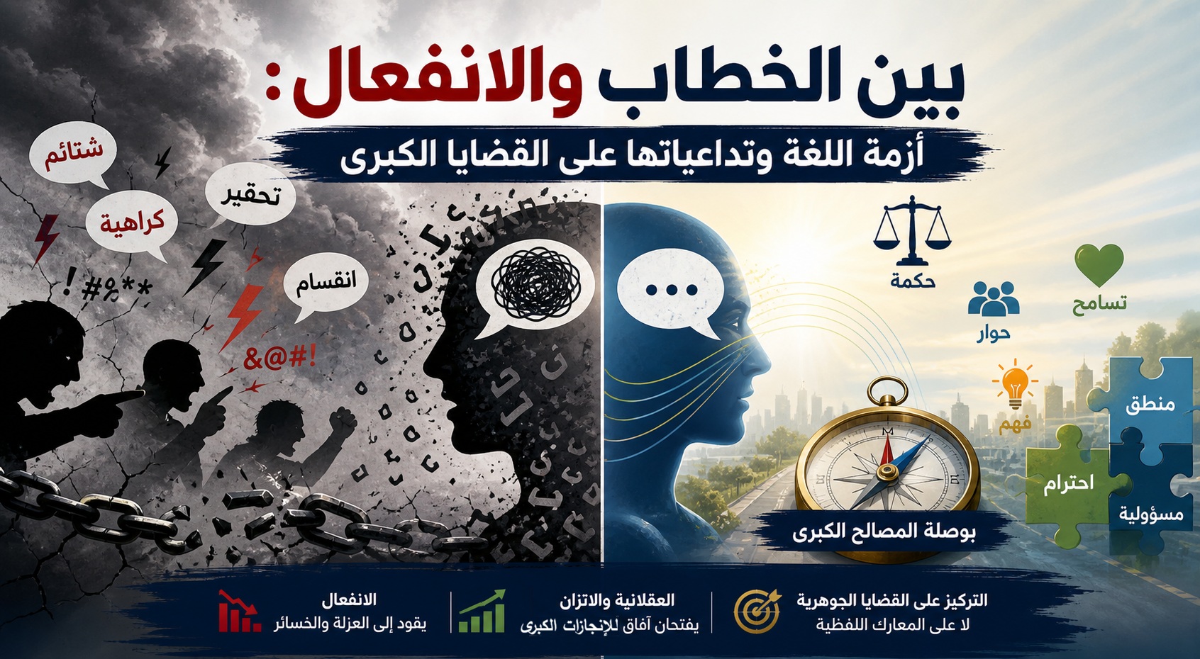 بين الخطاب والانفعال: أزمة اللغة وتداعياتها على القضايا الكبرى